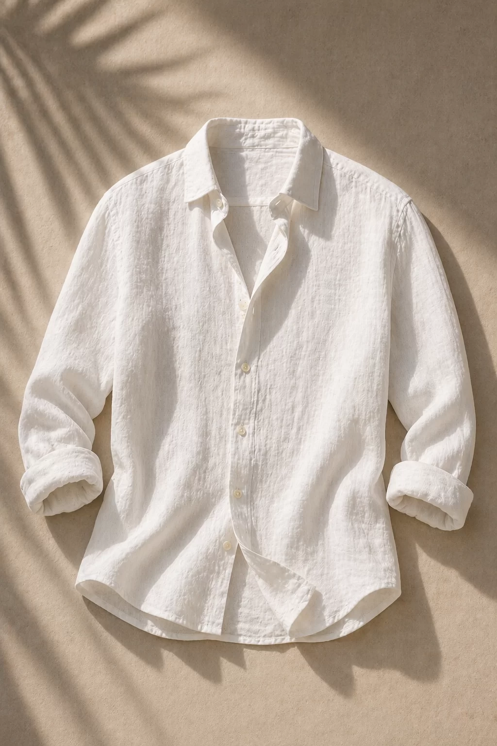 ERREXCA Signature Linen Shirt – Ivory Air Detail View