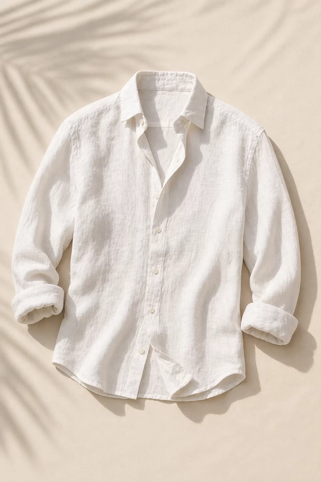 ERREXCA Signature Linen Shirt – Ivory Air Detail View